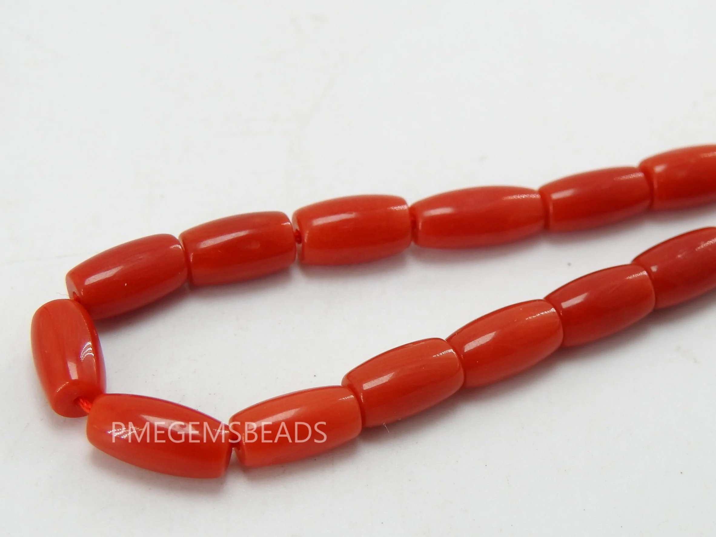 Red Coral Smooth Barrel Bead Drum Cylinder Tube Wholesale Price Natural Loose Stone Necklace Handmade