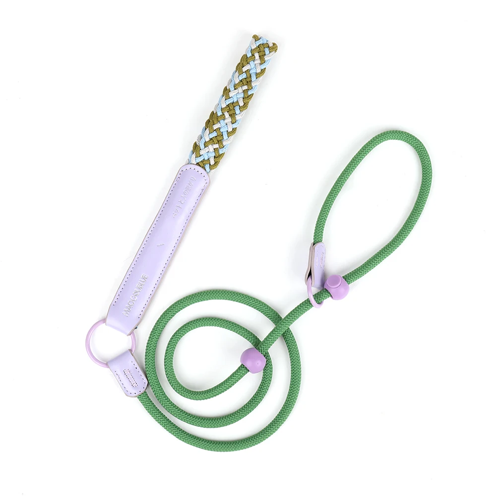 Nylon Braided Dog Leash Heavy Duty Flexi Leash Dog Convert Leather Macrame Dog Leash