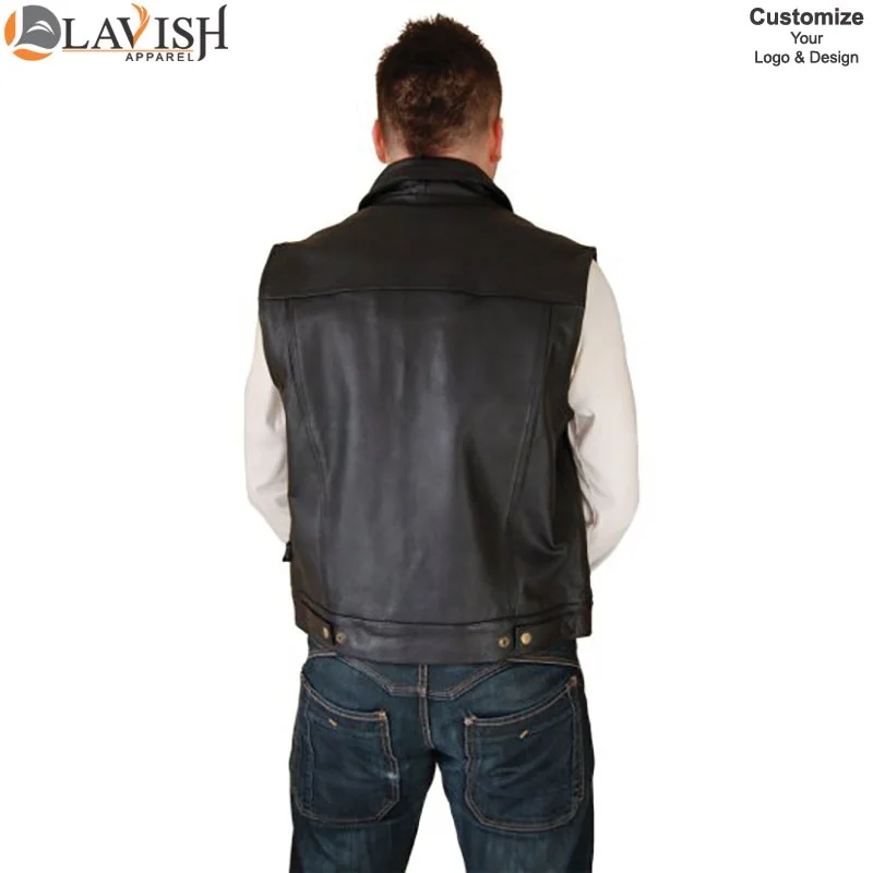 Men Waterproof Pure Leather Vest  Gilet 100% Genuine Leather Vest Customized Color Top Quality Logo Printing