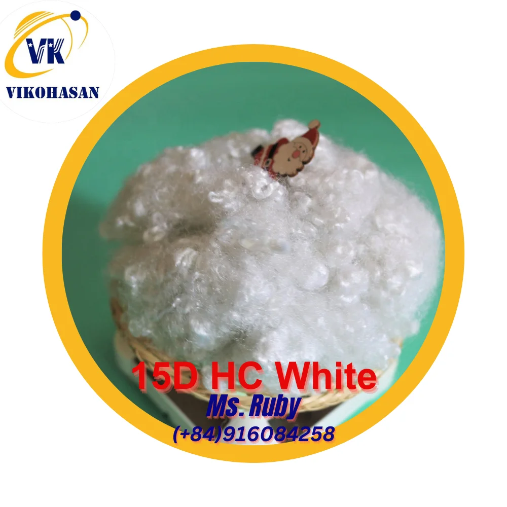 Wholesale price 15D HC White Holow Conjugated Recycled Pet Flakes GRS fiber for filling soft toy pillows sofas padding cushions
