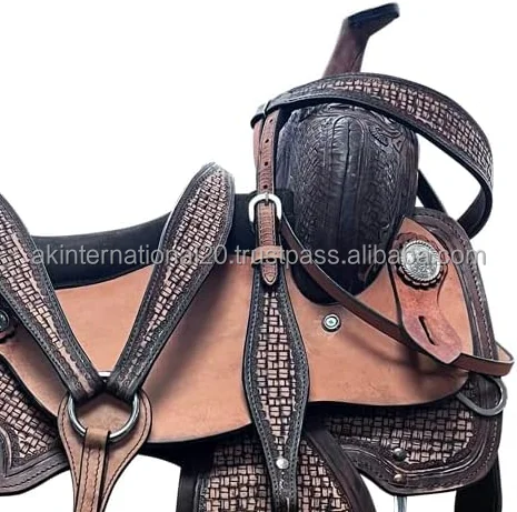 Handmade Cowboy Style Treeless Saddle Natural Genuine Leather Western Saddle Curved Design Product From India