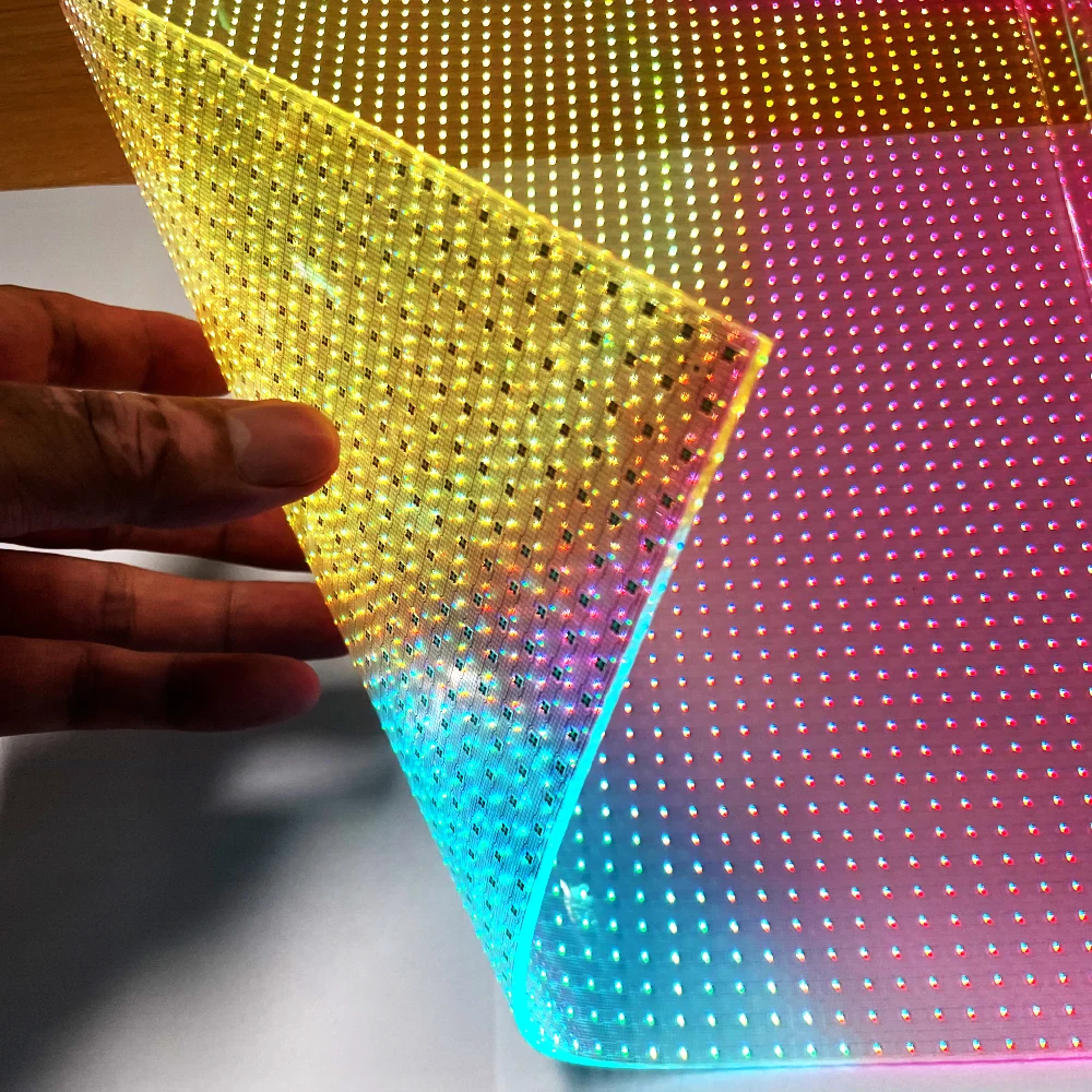 LED advertising screen in glass transparent led film display screen on glass door shopping mall led Flexible screen