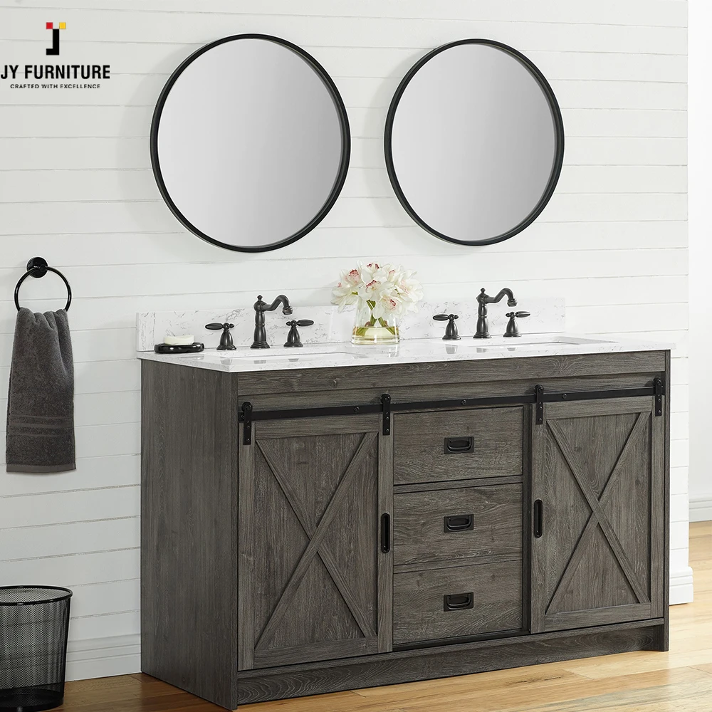 JY Vietnamese Supplier New Modern RTA Plywood Bathroom Vanity European Design Style Solid Wood Cabinet with Mirror Accessory
