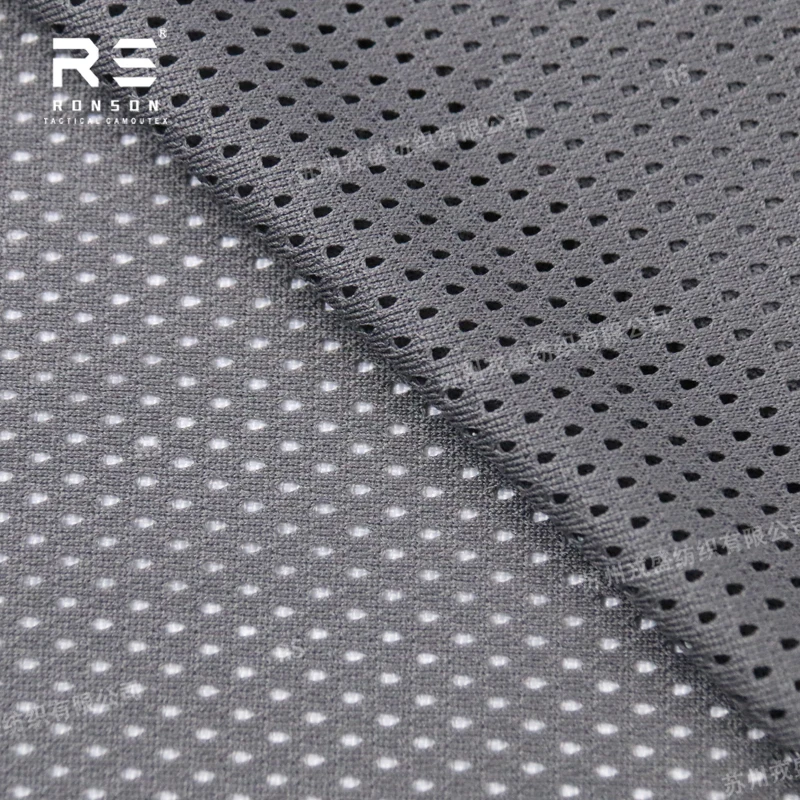 100% Polyester Mesh Fabric 120GSM Tactical Tricot for Uniforms Plain Black/ RG/WG/ CB Colors 120gsm wolf grey outdoor Fabric