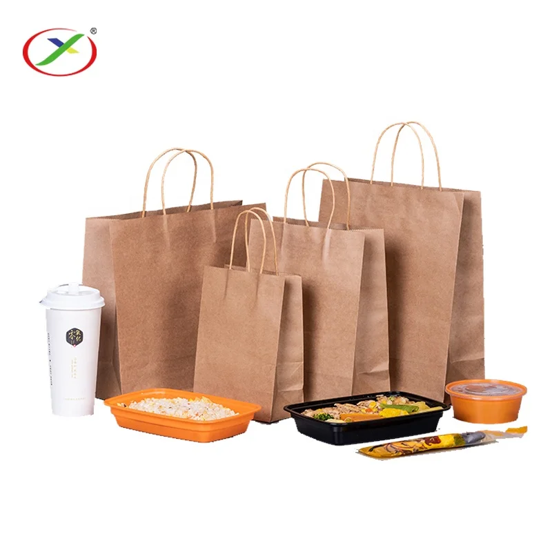 China OEM factory  wholesale customized kraft paper shopping  packing bags with your own logo printing