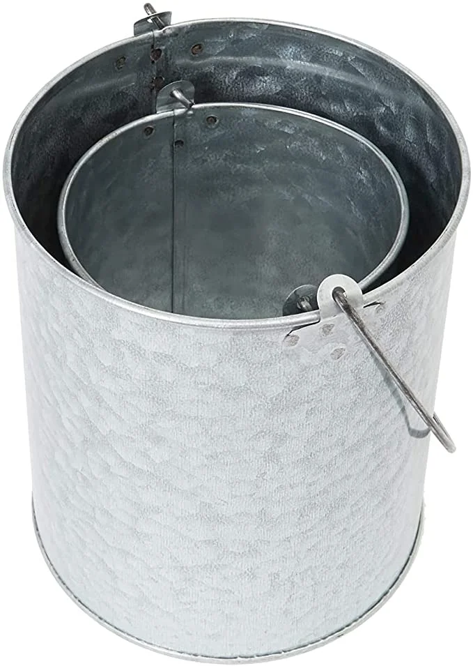 Customizable Galvanized Iron Planter With Handle Or Metal Bucket Flower Pot For Indoor Outdoor Decor