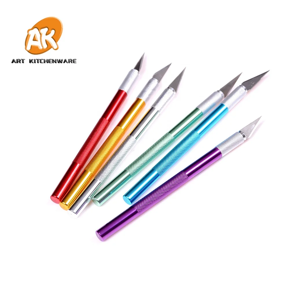 Алюминиевый резьбовой инструмент AK для выпечки и 5 шт. лезвий нож фруктов помадки украшения торта резьбы