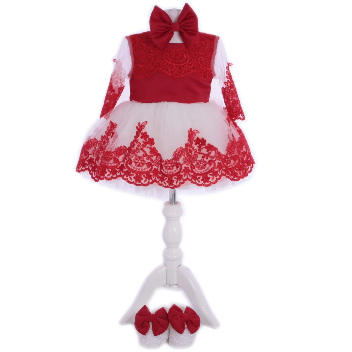 Wholesale Custom Newborn New Design Party Birthday Wedding Kids Clothes Red Lace Baby Dress For Girls From Turkey