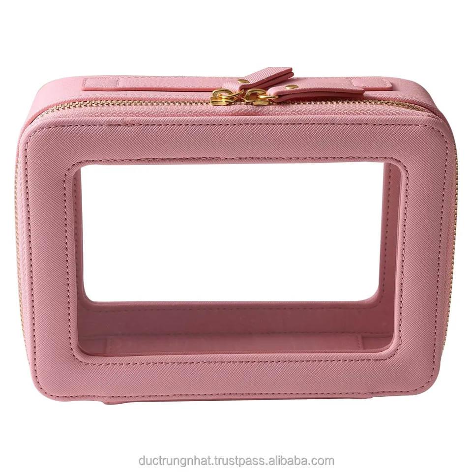 OEM ODM Brand Personalized Makeup Bag Travel Toilet Storage Bag Cosmetic Leather PU Clear Bag For Cosmetic Made in Vietnam