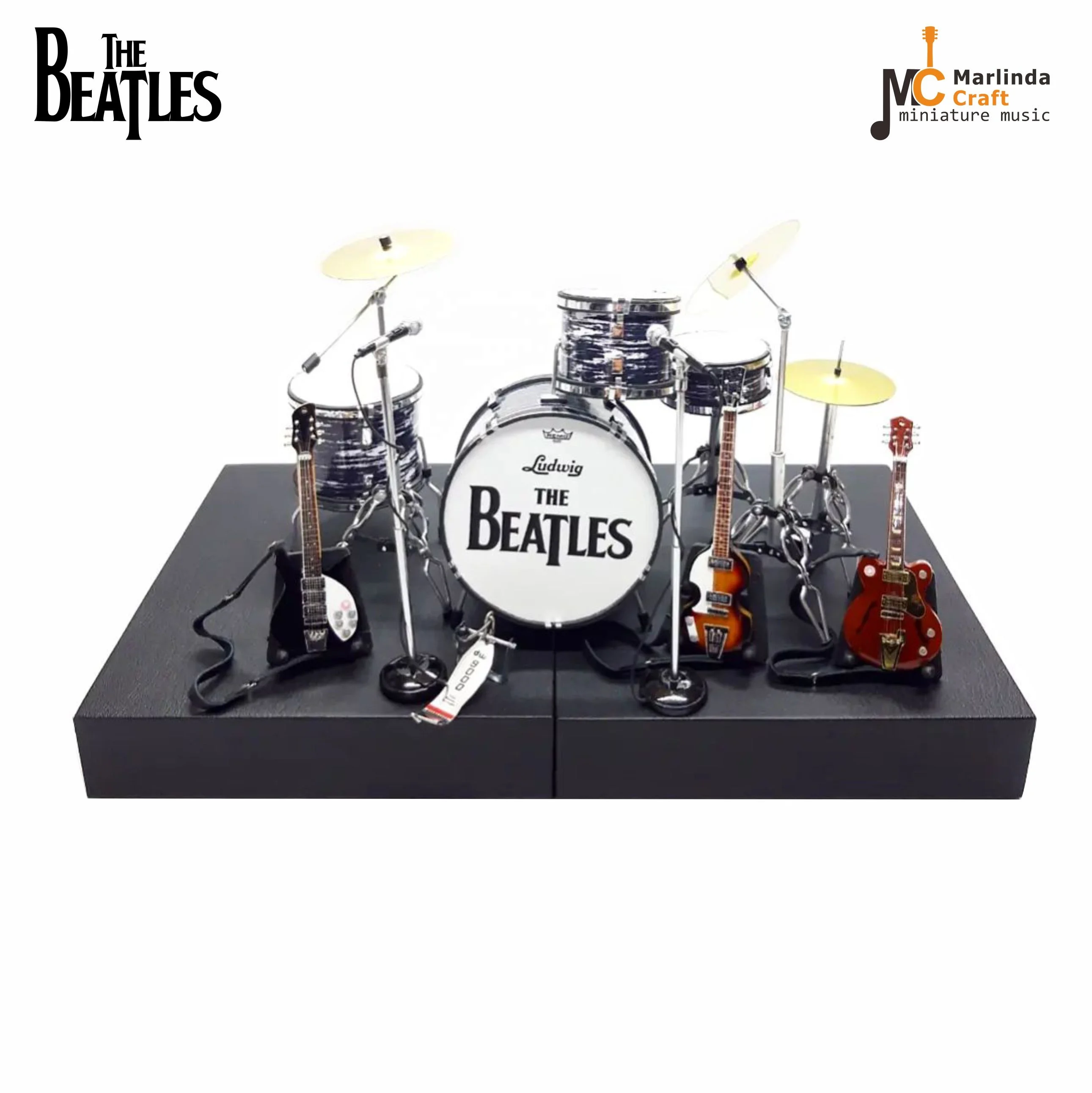 Miniature Guitar And Drum uk the beatle  Design | Miniature guitar Free Exclusive Box Use Stage For Action Figure