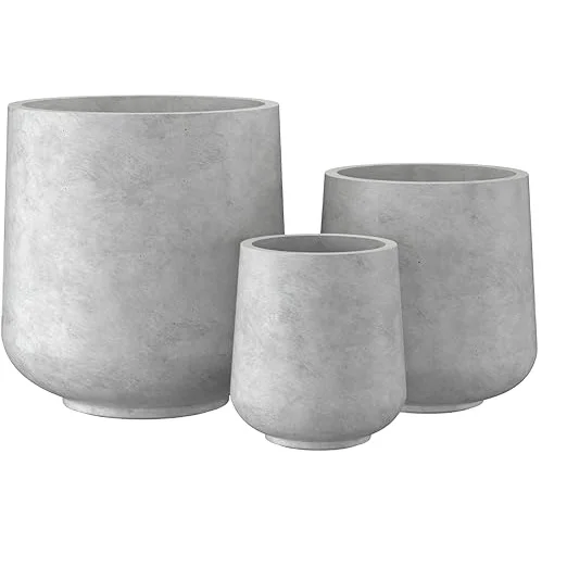 Round Concrete Planter Large Outdoor Indoor Planter Pots for Home Garden Patio Weathered Concrete