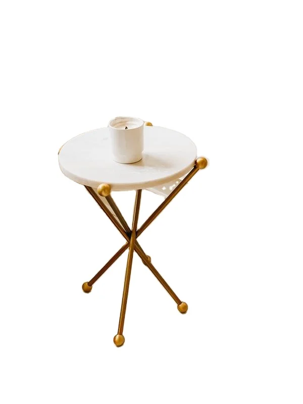 Marble top gold Plated Ball Legs Tea tables Round stainless steel metal coffee tables Hot Sale Best Seller Elegant Luxury