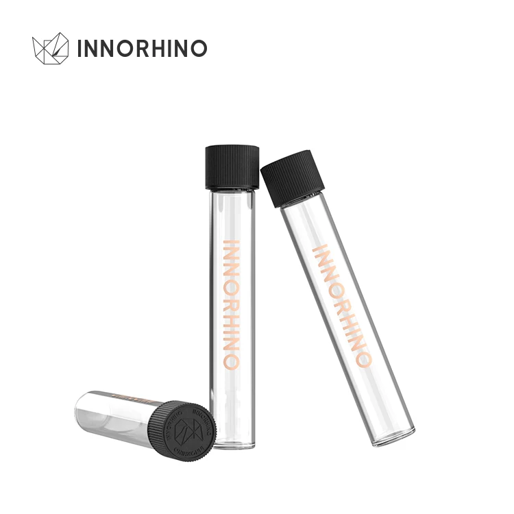 Child Resistant Pre Rolls Custom Thread Flat Bottom Glass Vial Tube bottle With Screw Lid