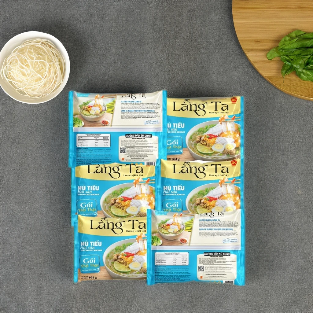 OEM Instant Seafood Rice Noodles Real Seafood Sauce Convenient Meal ISO HACCP Certified Asian Food Vietnam Factory Packaged Bag