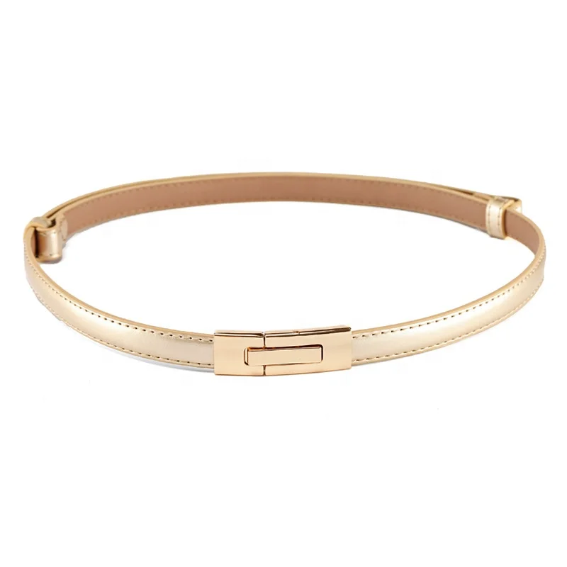 Fashion Ladies Automatic Buckle Belt Patent Leather Genuine Leather Thin Belt Skirt Decoration