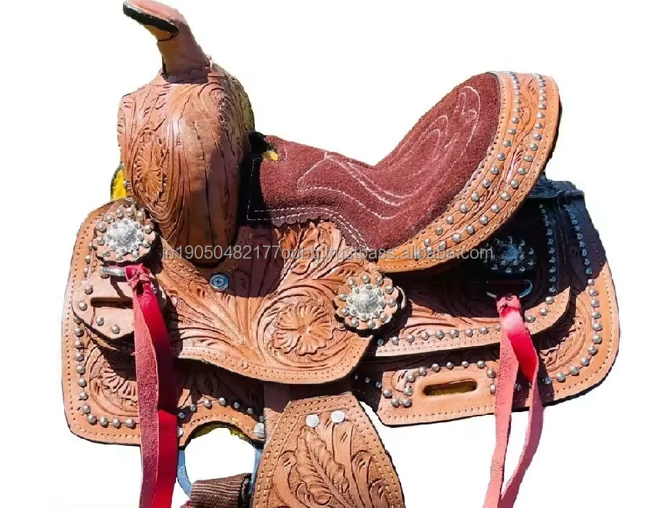 Top Trending Premium Leather Western Barrel Brown Soft Seat Horse Tack Saddle With Best Price Manufacturing From India