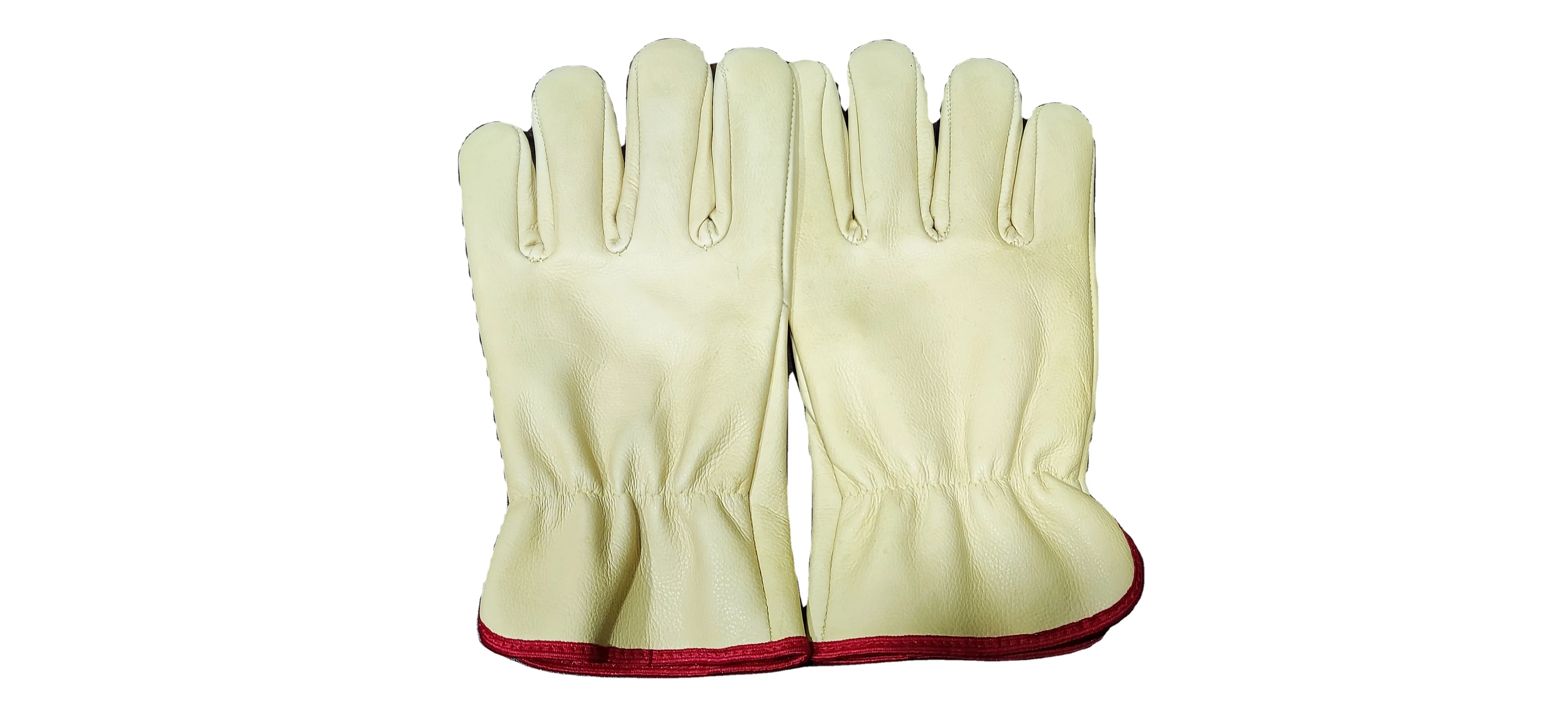 Beige Green Cow Split Leather Driving Safety Working Gloves For Men Heavy Duty Driver Mechanical  Work Gloves Hand Safety Gloves