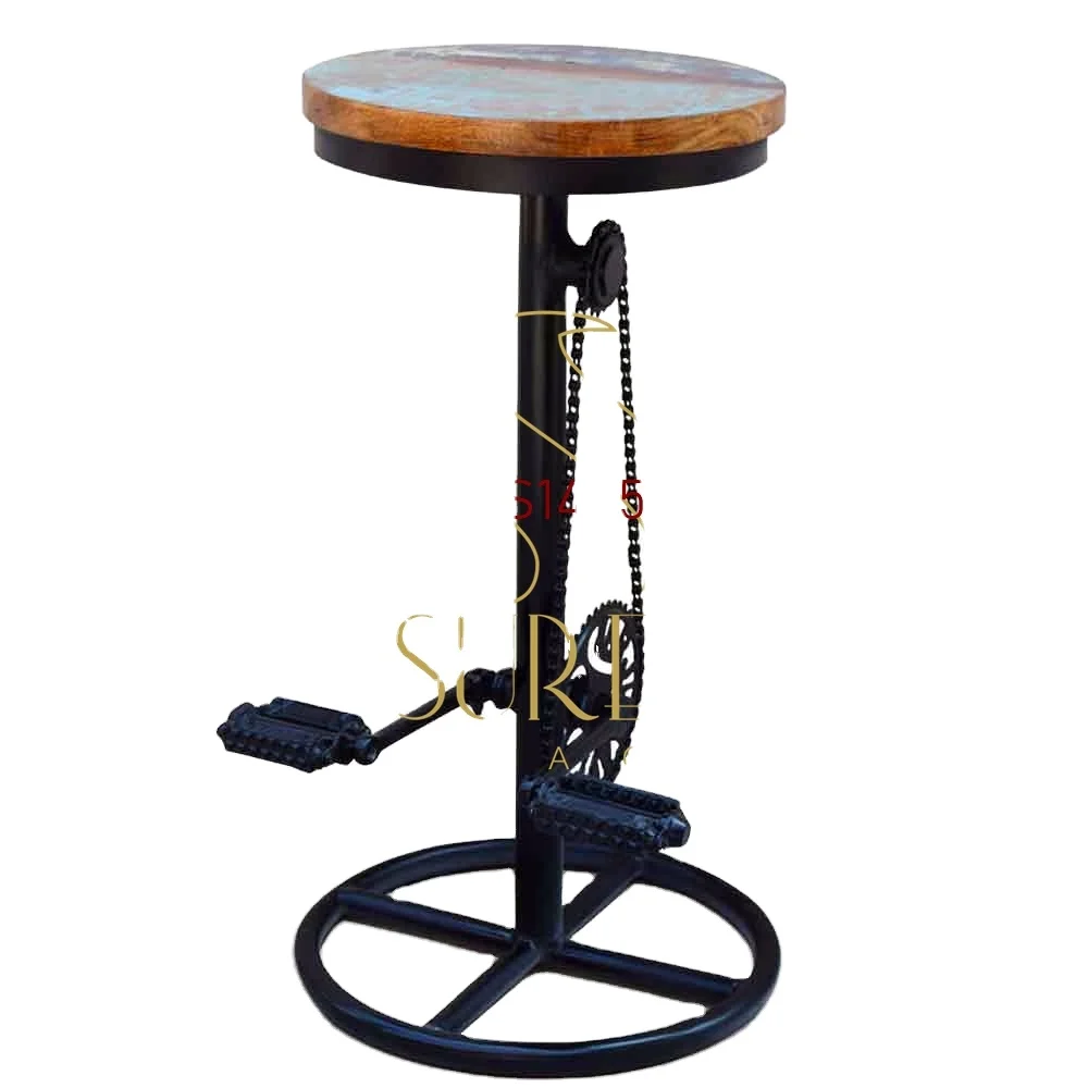 Indian Recycled Wood Metal Bar Chair Designer Bar Stool Industrial Hotels Vintage bar Stool