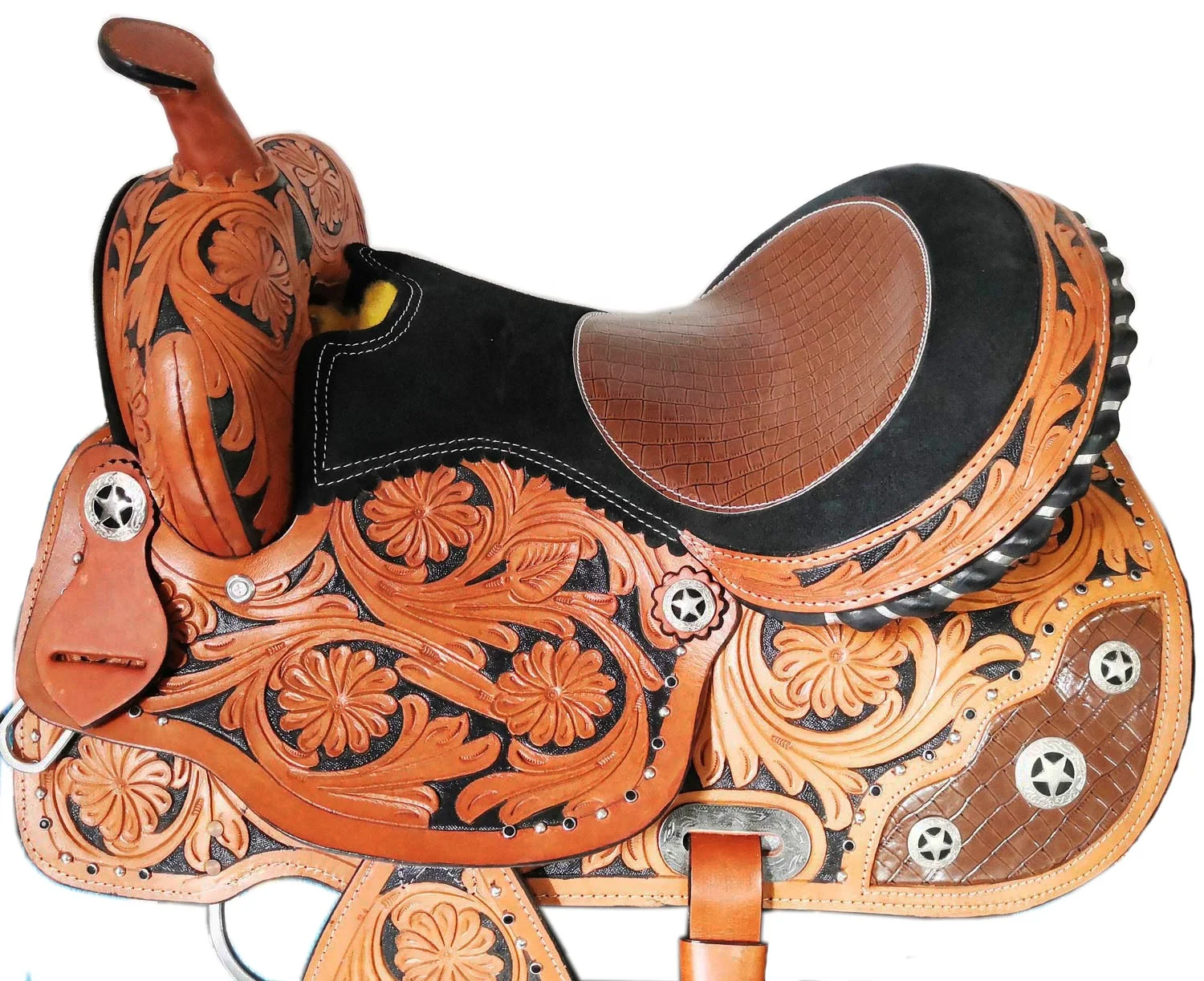 Best Selling American Leather Western Trail Barrel Saddle Western English Horse Saddle  Harness Equestrian