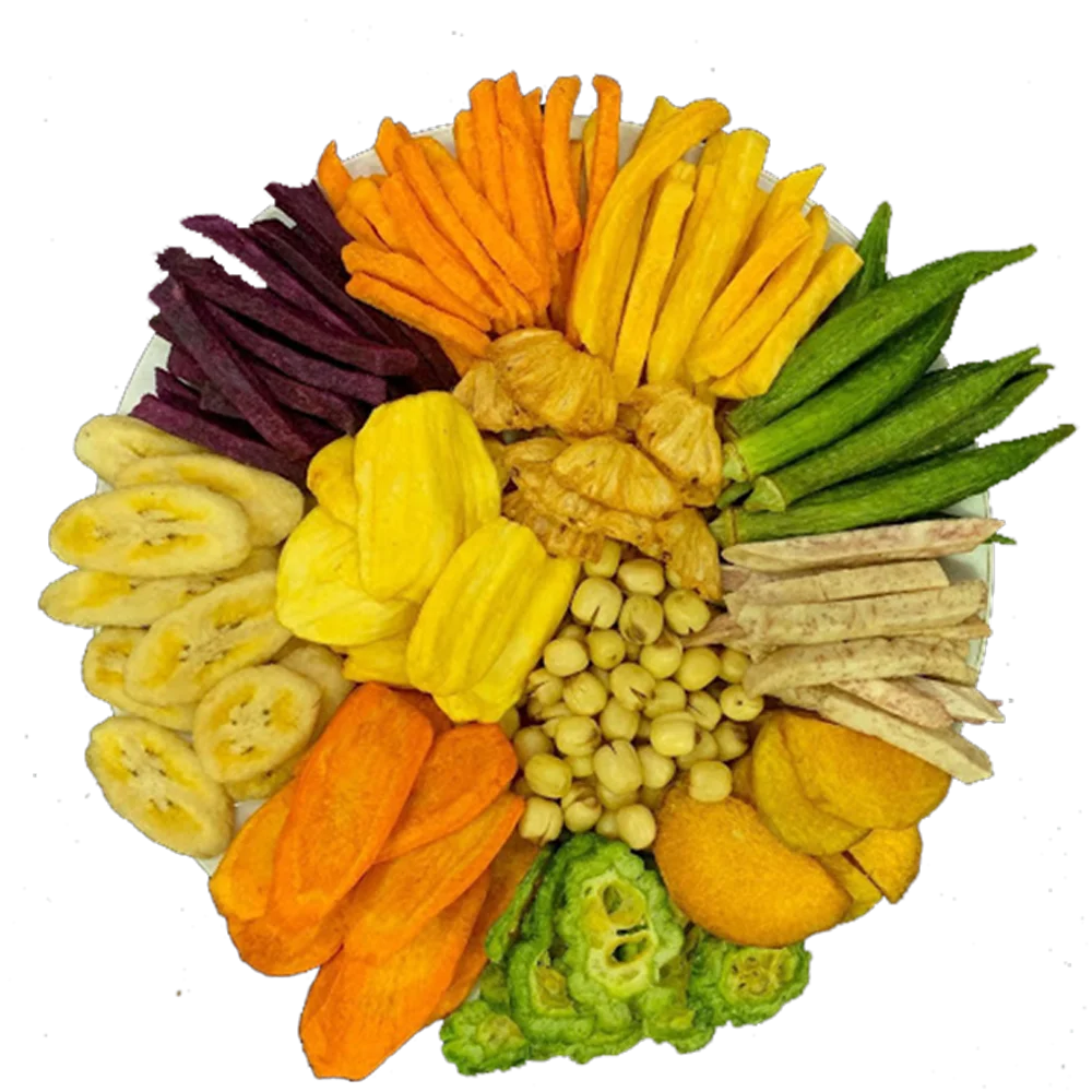 Organic 12-Type Mixed Dried Fruits Vegetables Sweet & Crispy Snack Good for Health Sliced Banana & Jackfruit Made in Vietnam