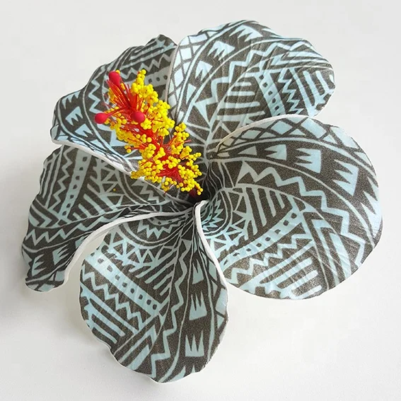Best seller good quality Handcraft Handmade artificial hibiscus foam flower with special tattoo and color pattern
