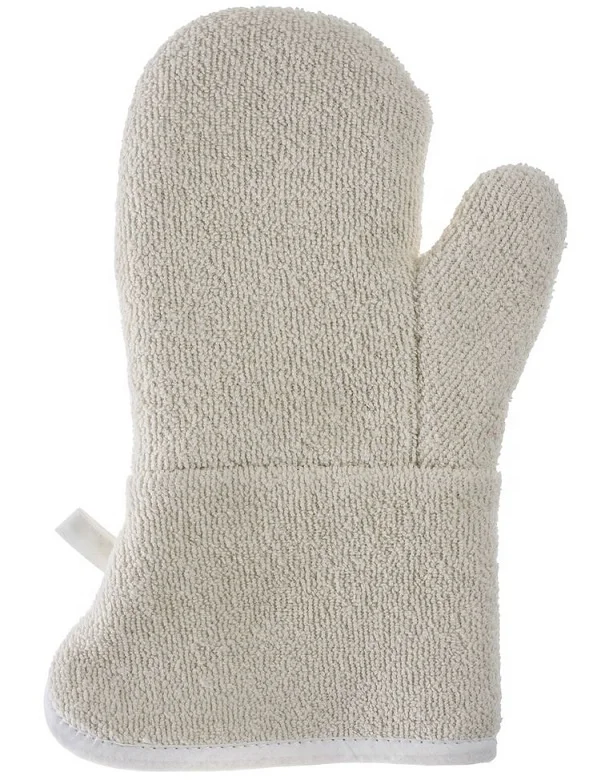 Heavy Duty Cotton Terry Mitten with Double Palm Heat Resistant for Home Work BBQ Use Canvas Material