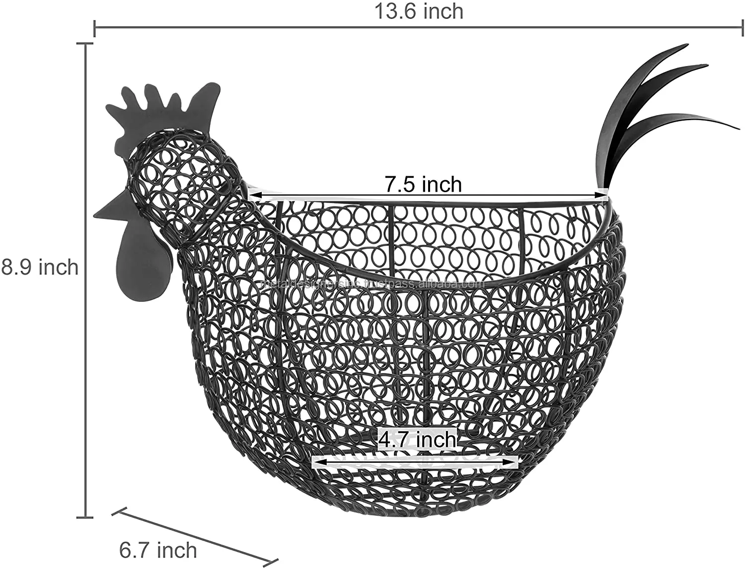 Black Metal Wire Chicken-Shaped Egg Storage Basket tableware and kitchenware black eggs holder