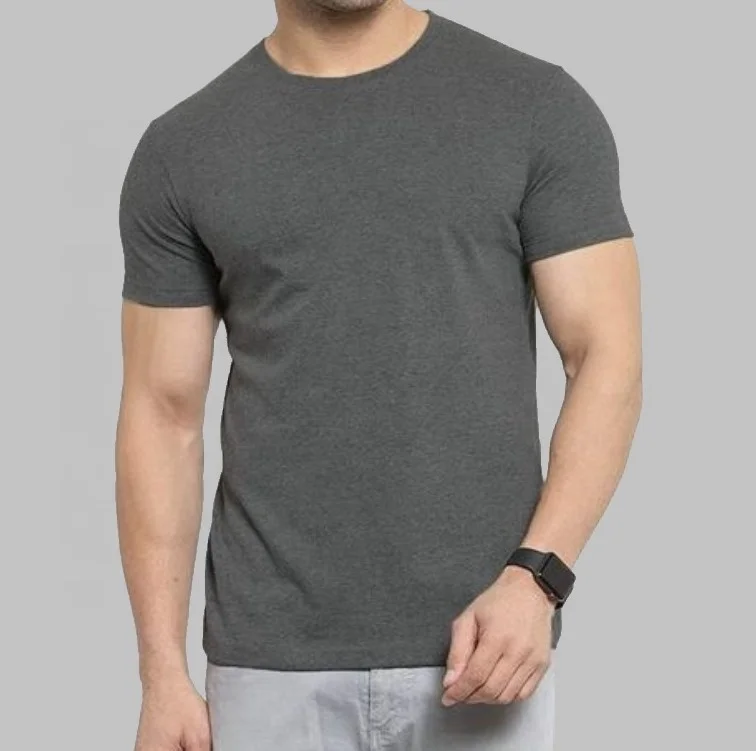 World Quality Wholesale Poly Cotton Promotional Custom Basic Plain Dyed Solid Color Stock Men O Neck Tshirts Available for Sale