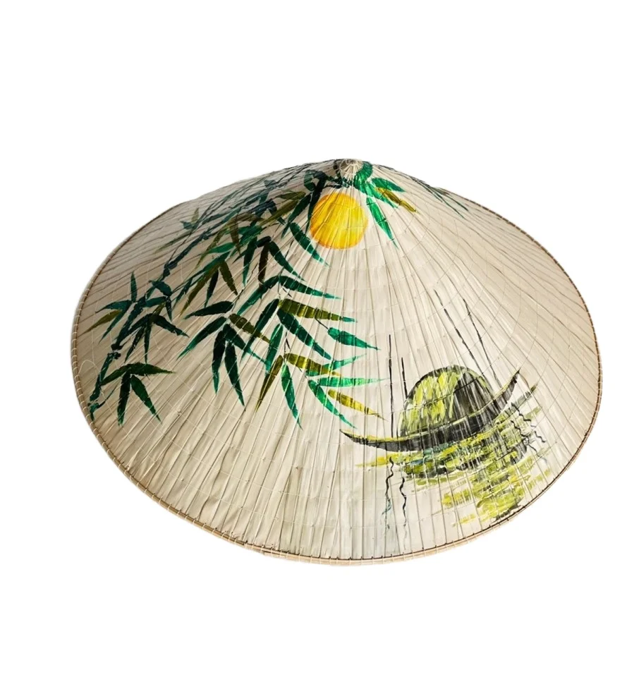 Unisex Traditional Vietnamese Conical Hat Handcrafted Asia Panama Elegance Straw Unique Lotus Leaf Non La Travel Outdoor Ready