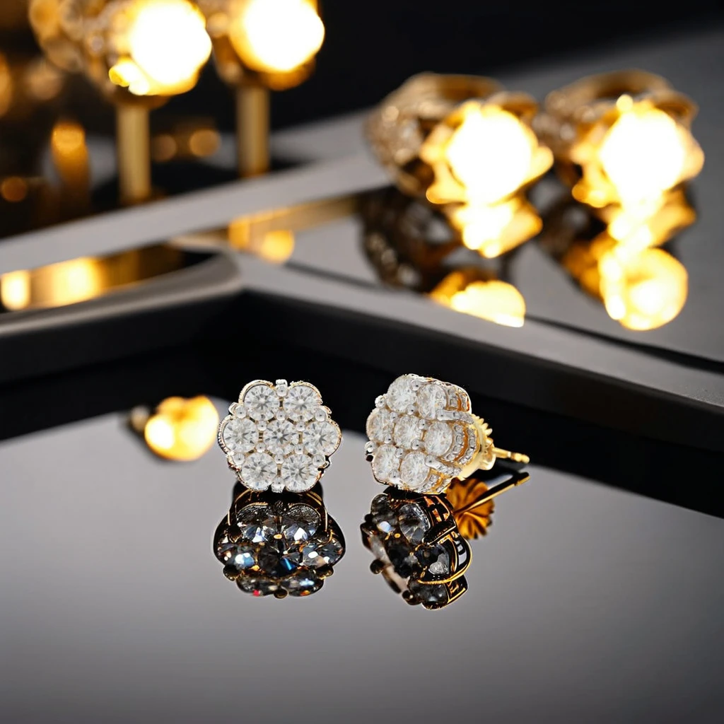 Luxury Fine Jewelry Stud 925 Sterling Silver 10K 14K 18K Gold Solid D Color VVS1 Lab Grown Diamond Moissanite Earring Women