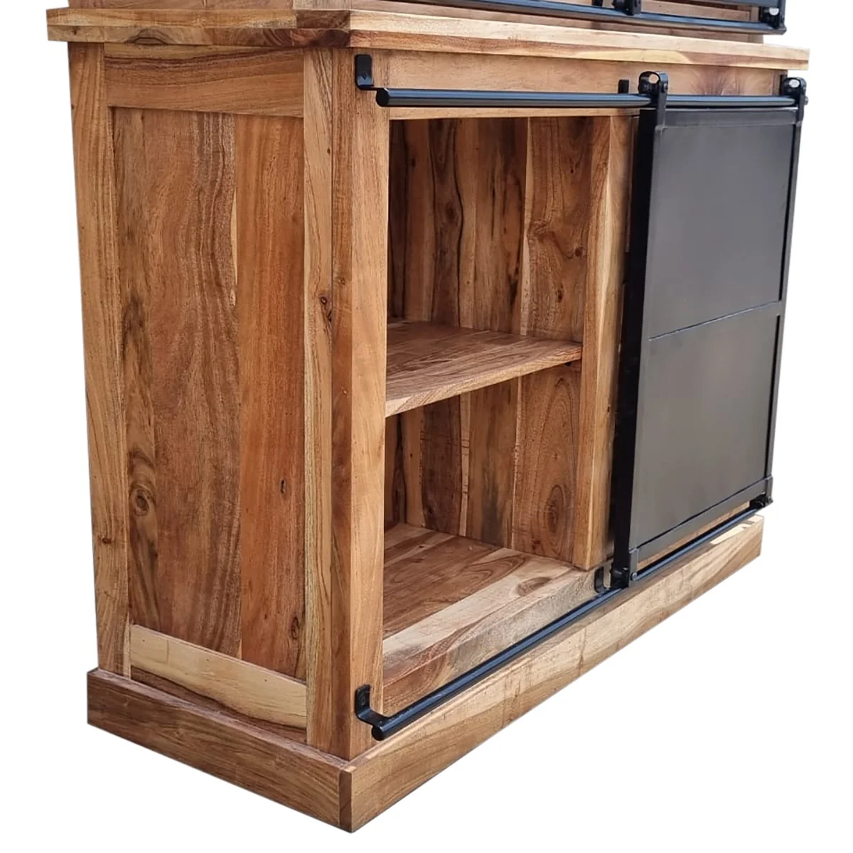 160 cm solid acacia wood dutch sliding door vaisselier cabinet 2022 industrial style buffet cabinet in natural and dark finished