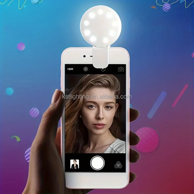 Wholesale Mini Clip on Ring Light Black Customized logo Colorful Usb Rechargeable Selfie Mobile Phone Led Fill Light