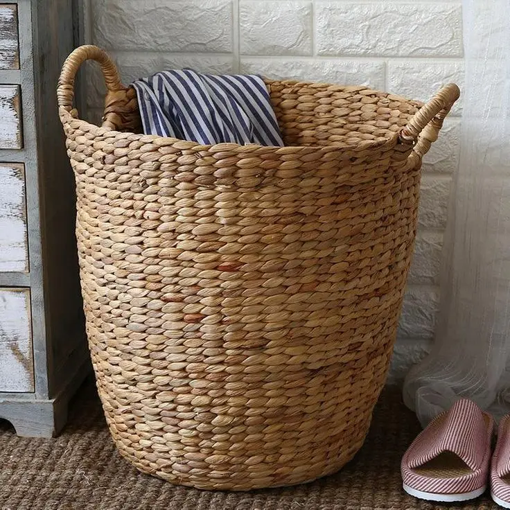 4-Compartment Wicker Serving Tray Rattan Bamboo Plastic Storage Baskets for Home Kitchen Organization & Bag Use