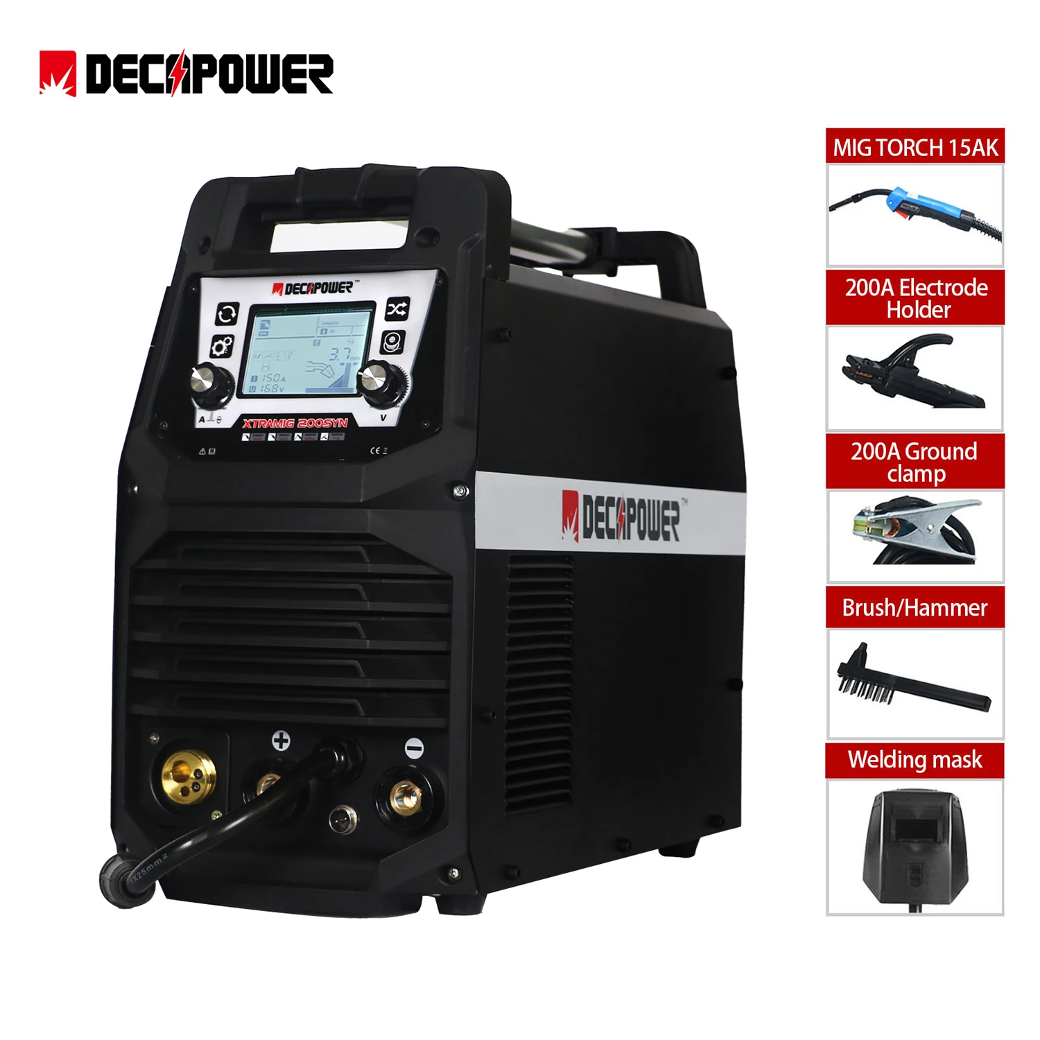 Decapower IGBT 200A 220V MMA MIG TIG Flux Cored Welding Machine Semiautomatic without Gas