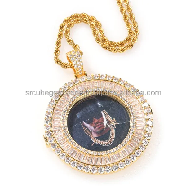 New Design Cuban Link Custom Photo Memory Medallions Solid Pendant Necklace Personalized Iced Out  Hip Hop Jewelry