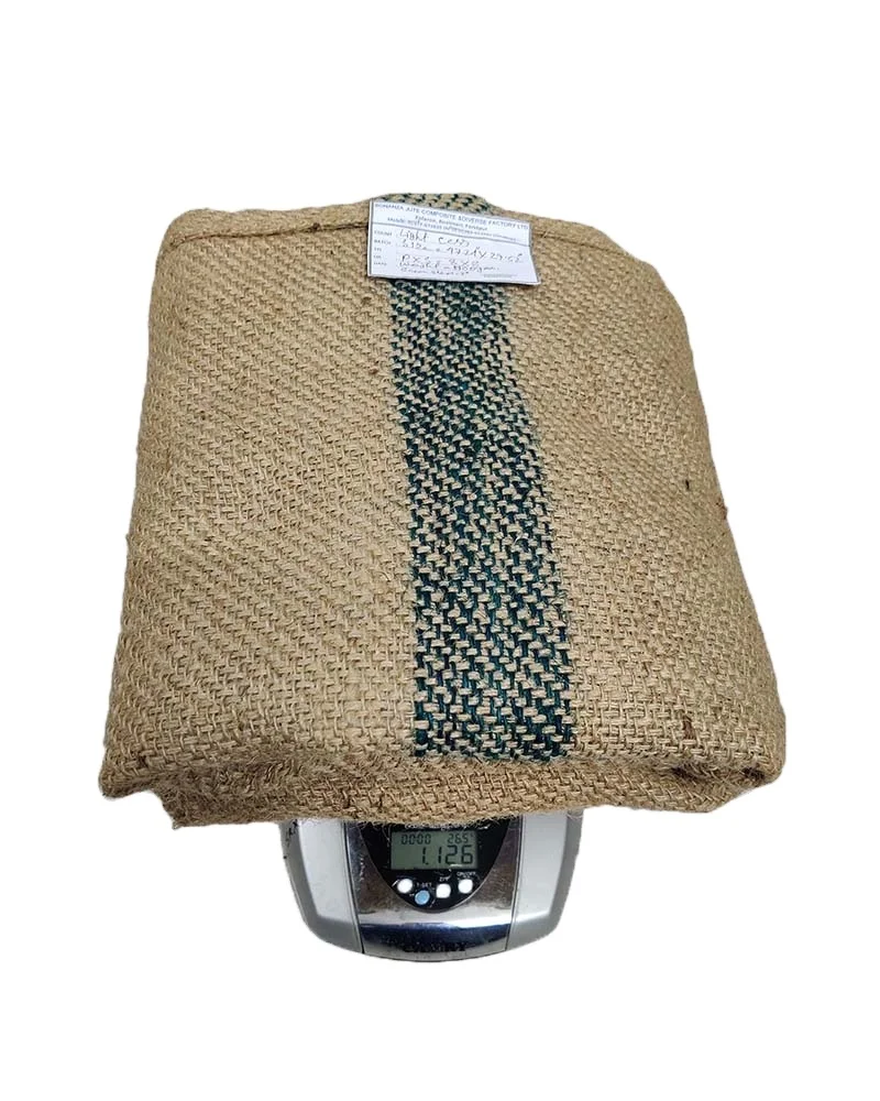 EXPORT QUALITY LIGHT CEES JUTE BAG 75CM 120CM WEIGHT 1100GRAMS 2 INCH GREEN LINE ON BOTH SIDES FOR 80-100 GRAIN