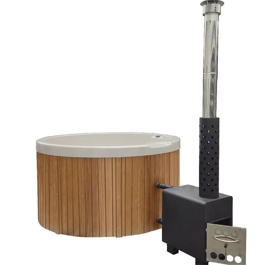 Factory price wooden fired hot tub economic wood burning spa outdoor spa whirlpool for 5 people