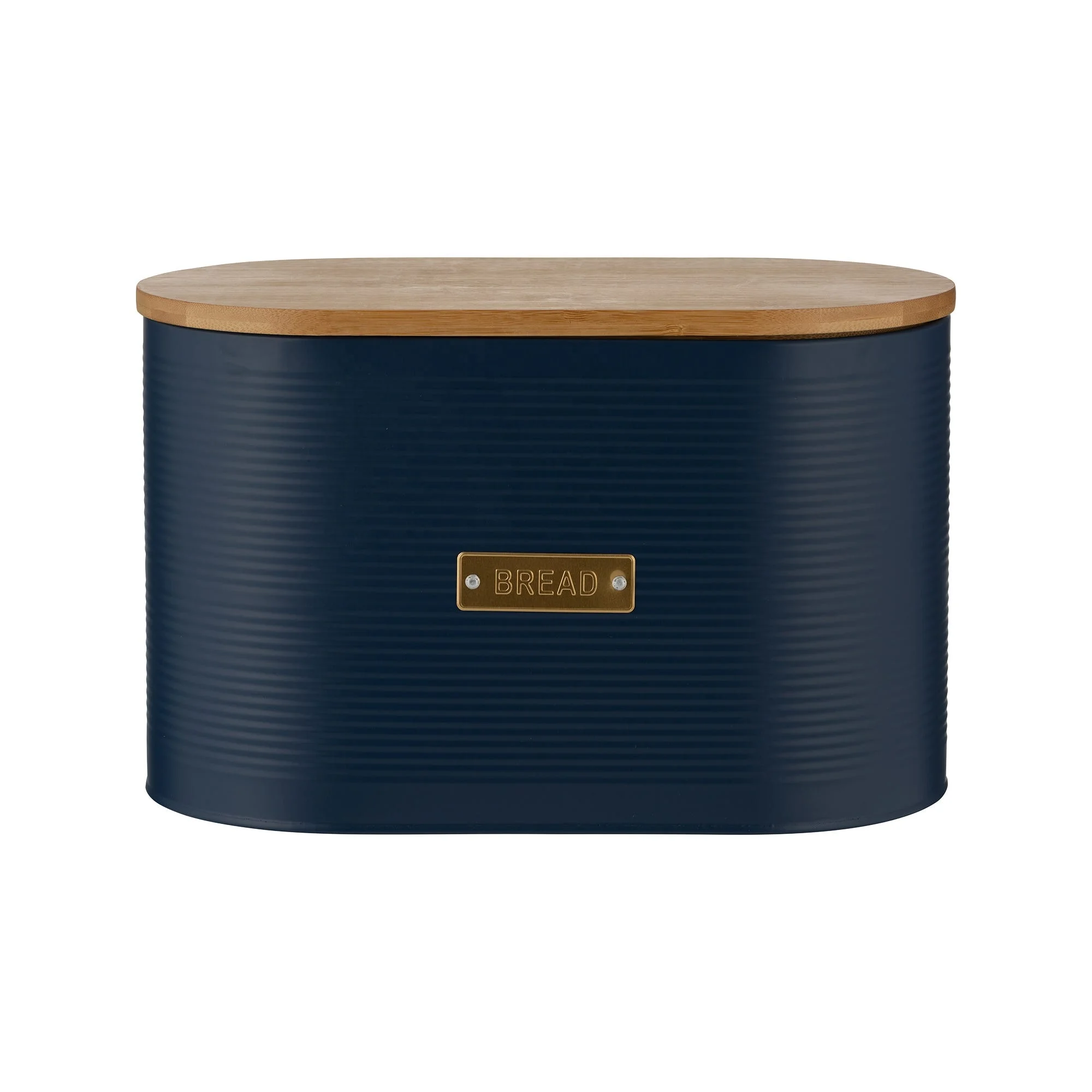 New launch Otto Navy Bread Bin Storage metal storage box with wood lid kitchen utility article