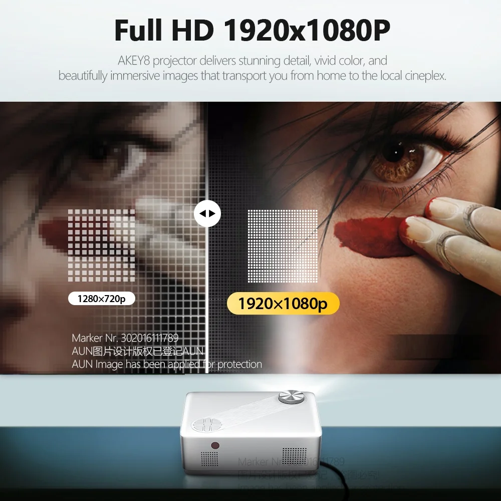  AUN AKEY8-Basic светодиодный проектор Full HD видео 6000 люменов 4K для домашнего