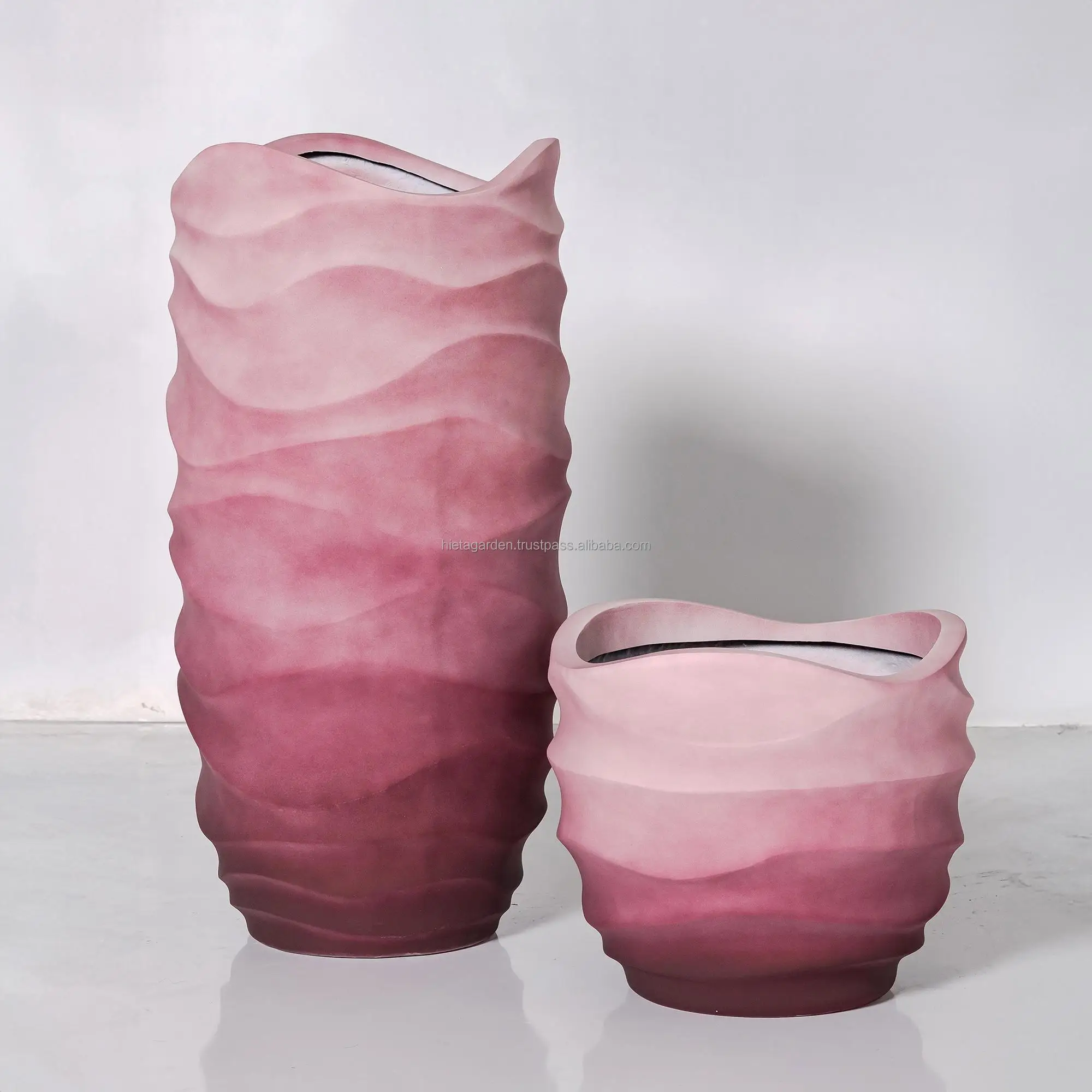 Fiberglass finishing for Indoor and outdoor home decor made of ceramic natural color lite fiber cement pot poly homedecoration