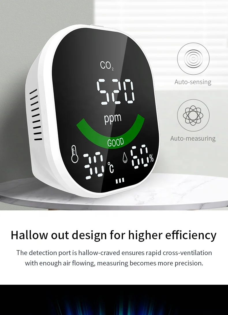 Многофункциональный 3 в 1 цифровой измеритель CO2, датчик температуры и влажности, тестер, монитор качества воздуха, детектор углекислого газа, TVOC HCHO