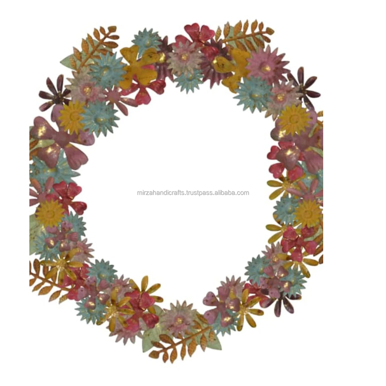 Luxury Multi Color Flower & Leaf design Wrought Iron Wreath for Party Decoration Style Wedding Home Decorations Main Door