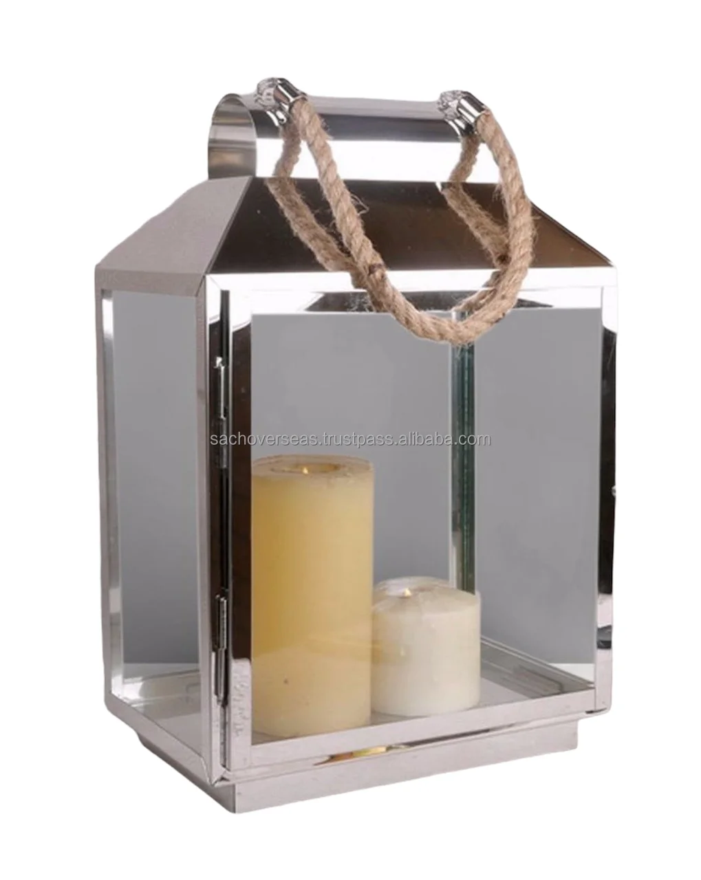 Metal Top Wooden Candle Light Decorative Lantern for Outdoor Dinner Lightning in Beach Resorts