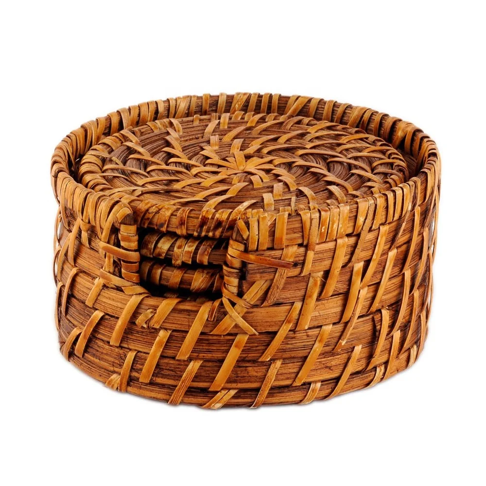 Vietnam High Quality Round Small Rattan Coasters Drink Coaster For Table Protection With Reasonable Price