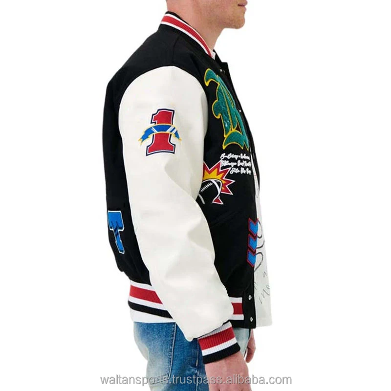 OEM custom varsity jacket for men New winter chenille embroidery baseball letterman jackets leather sleeves streetwear