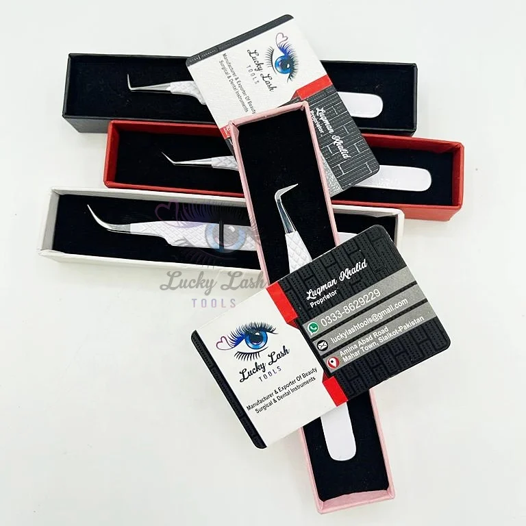 White Powder Coated Russian Volume Private Label False Eyelash Extension Tweezers Eyelash & Makeup Tool Customized Logo tweezers