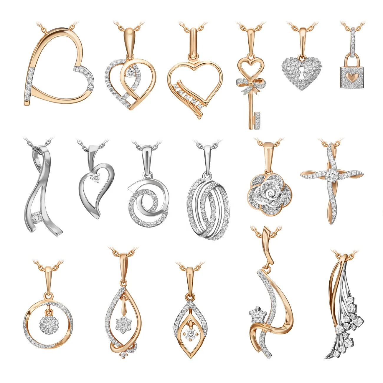 Classic Elegant Design Charm Pendant 14 K Solid Rose Yellow White Gold Diamond ODM OEM Best 2022 Jewelry