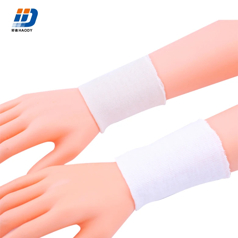 Factory Wholesale Custom Disposable White Flat Cotton Rib Knit Cuff for Surgical Gowns and Garments