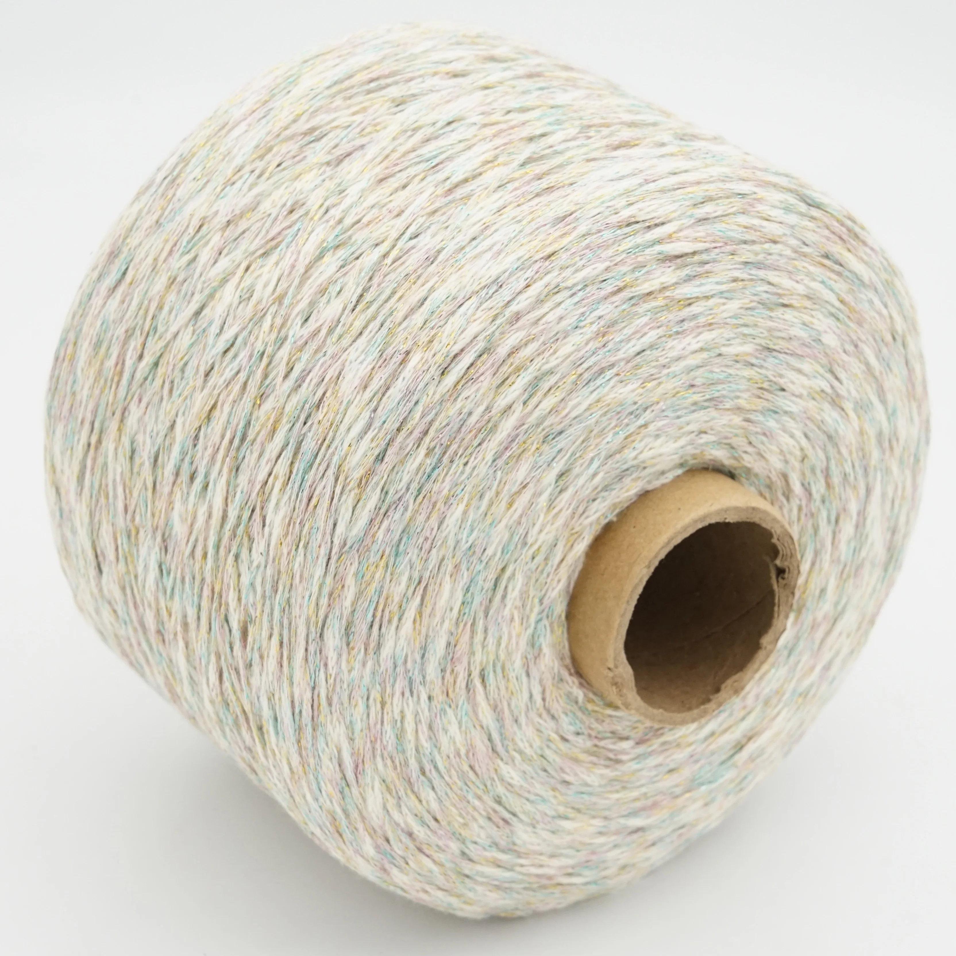 crochet cotton thread space dyed Mixed Colour Yarns 1mm 60%Cotton 40%Metallic Soft Glitter craft yarn for crochet