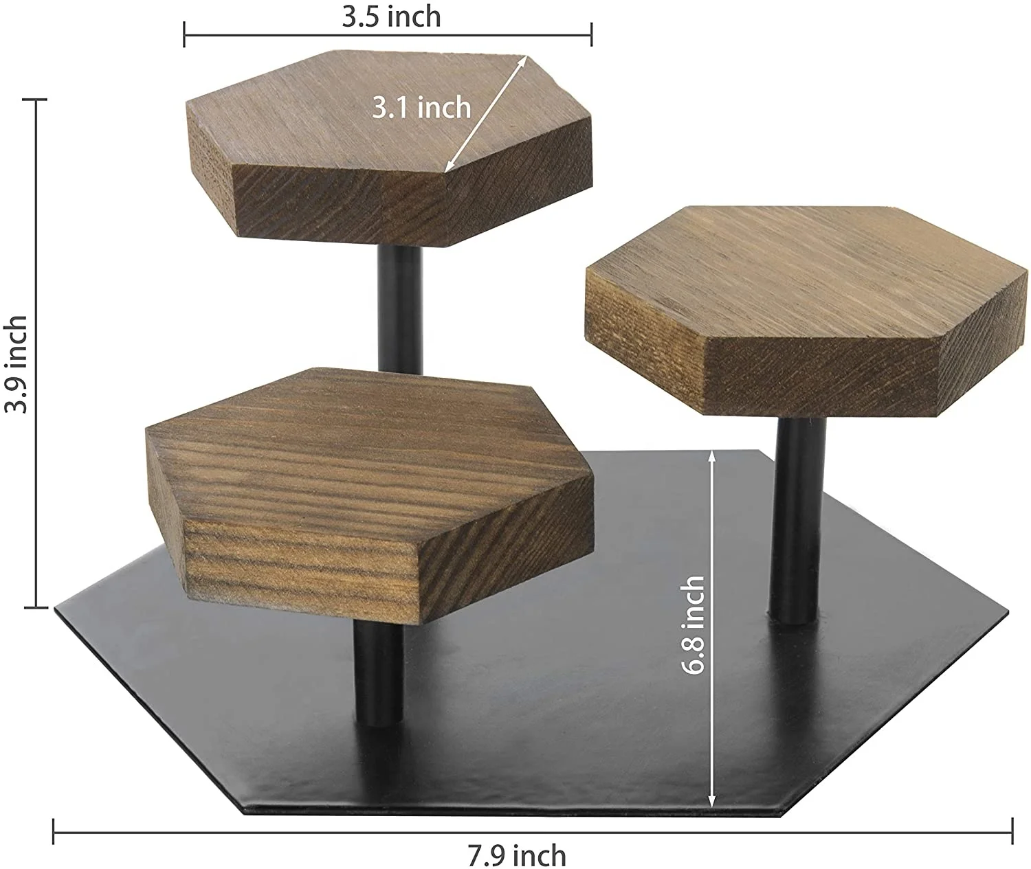 Rustic Distressed Gray on Brown Wood and Vintage Galvanized Silver Metal Tea Bag Holder Dispenser Server Display Rack Tray